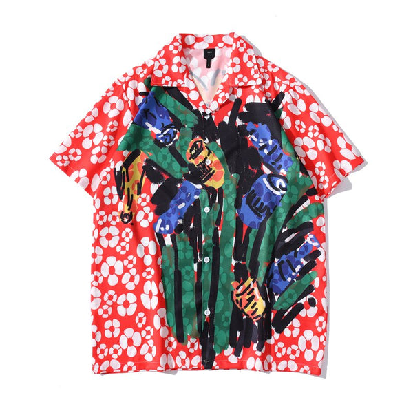 "Graf" Unisex Men Women Streetwear Graphic Button Up Shirt