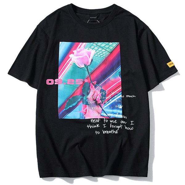 "Pink Rose" Unisex Men Women Streetwear Graphic T-Shirt