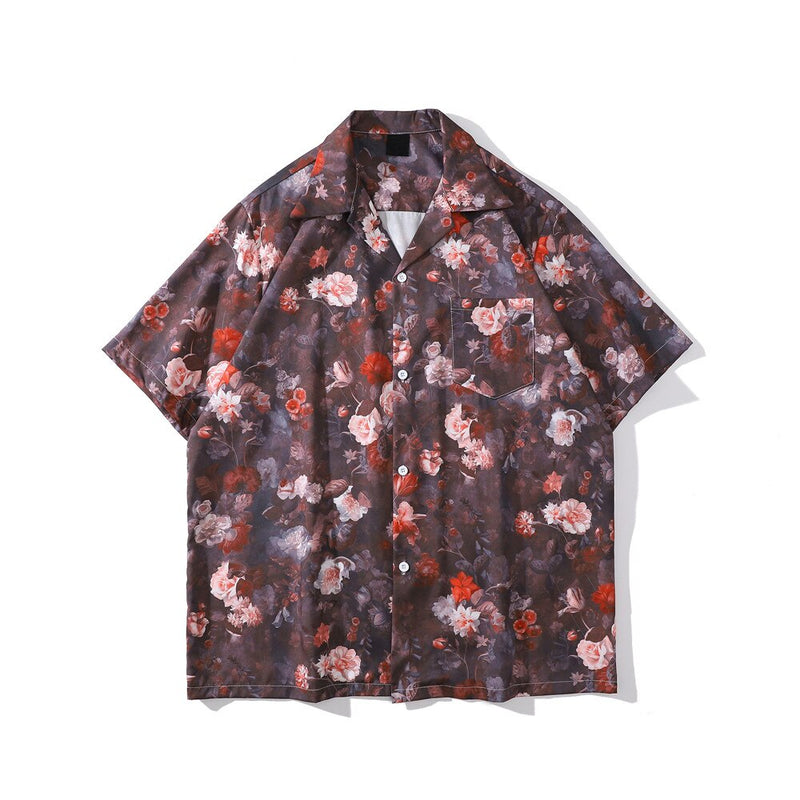 "Big Floral" Unisex Men Women Streetwear Button Up Shirt
