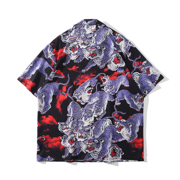 "Dark Dragon" Unisex Men Women Streetwear Graphic Button Shirt