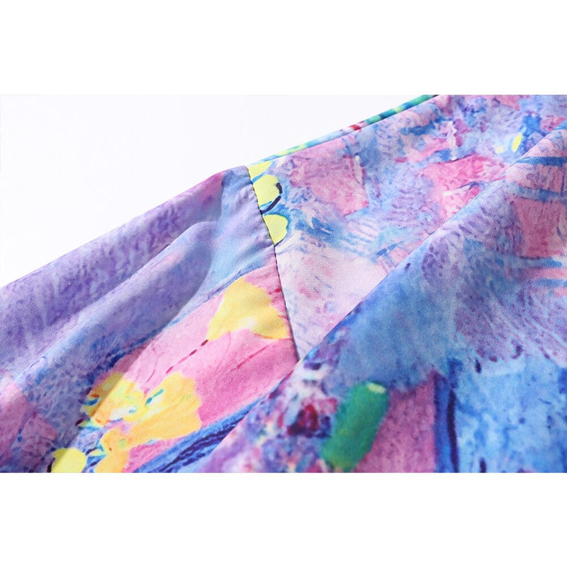 "Purple Rainbow" Unisex Men Women Streetwear Graphic Button Shirt