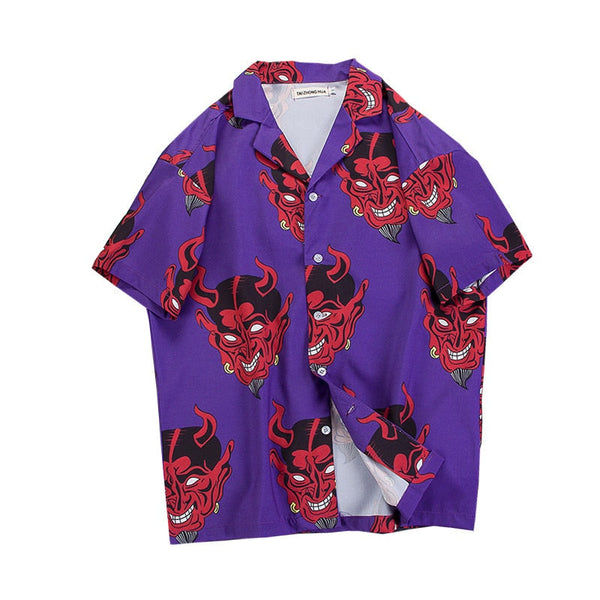 "Devil In Details" Unisex Men Women Streetwear Graphic Button Up Shirt