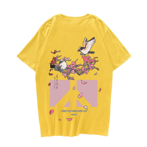 "Fly Blossom" Men Women Streetwear Unisex Graphic T-Shirt