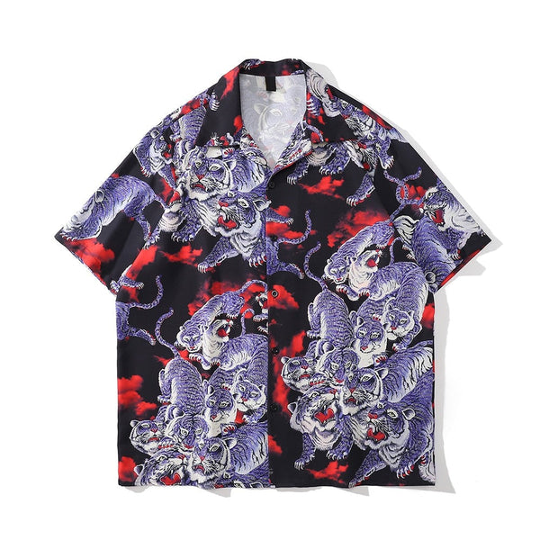 "Dark Dragon" Unisex Men Women Streetwear Graphic Button Shirt