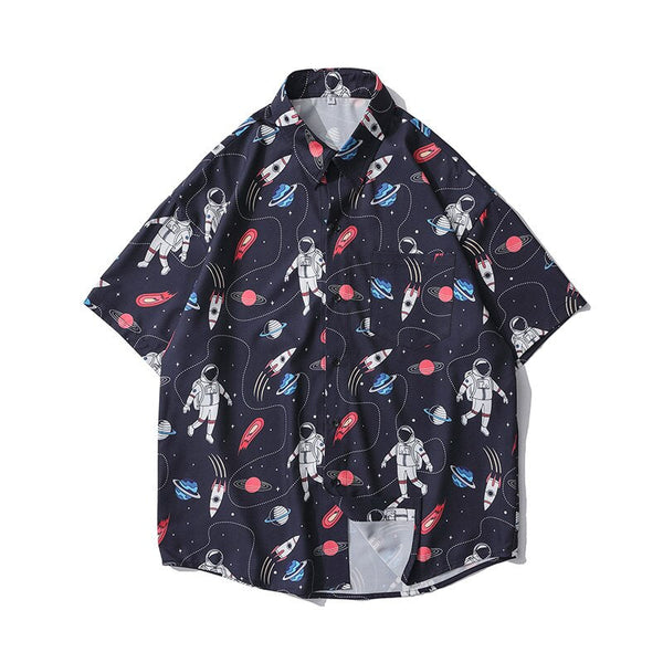 "Astro" Unisex Men Women Graphic Streetwear Button Up Shirt
