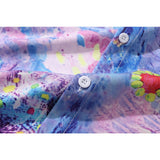 "Purple Rainbow" Unisex Men Women Streetwear Graphic Button Shirt