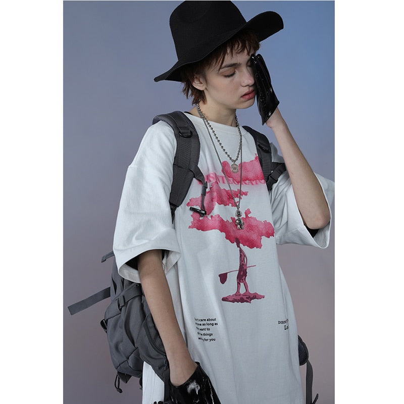 "Pink Boat" Unisex Men Women Streetwear Graphic T-Shirt