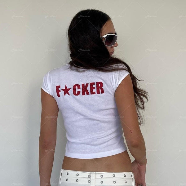 "Back Talk" Women Graphic Gothic Summer Short Sleeve T-Shirt