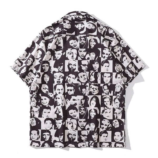 "Collage" Unisex Men Women Streetwear Button Up Shirt