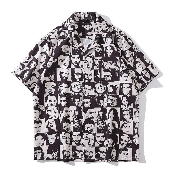 "Collage" Unisex Men Women Streetwear Button Up Shirt