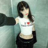 "Emo Girl" Gothic Summer Crop Top Streetwear T-Shirt