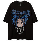 "Blue Hair" Unisex Men Women Streetwear Graphic T-Shirt