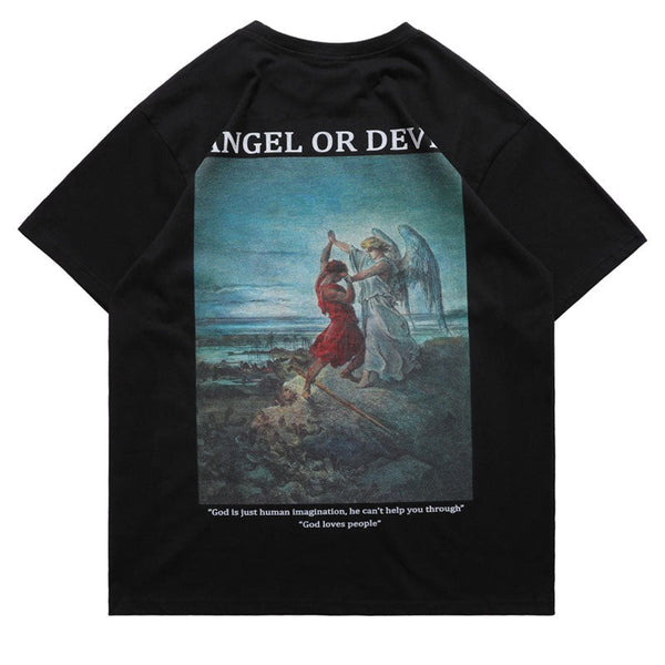 "Heaven Or Hell" Unisex Men Women Streetwear Graphic T-Shirt