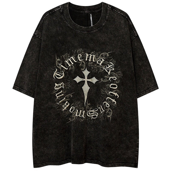"Metal Cross" Unisex Men Women Streetwear Graphic T-Shirt
