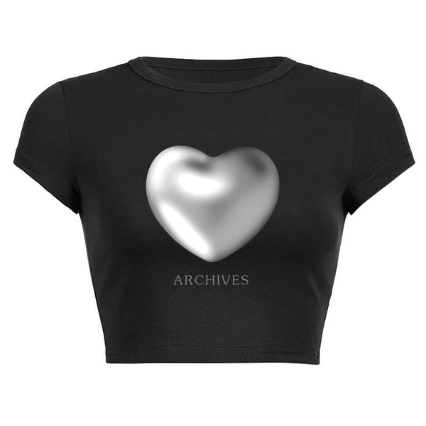 "Find Your Heart" Women Short Sleeve O-Neck Graphic T-Shirt