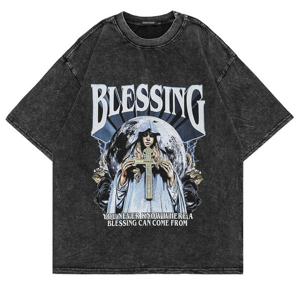"Blessings Up" Unisex Men Women Streetwear Graphic T-Shirt