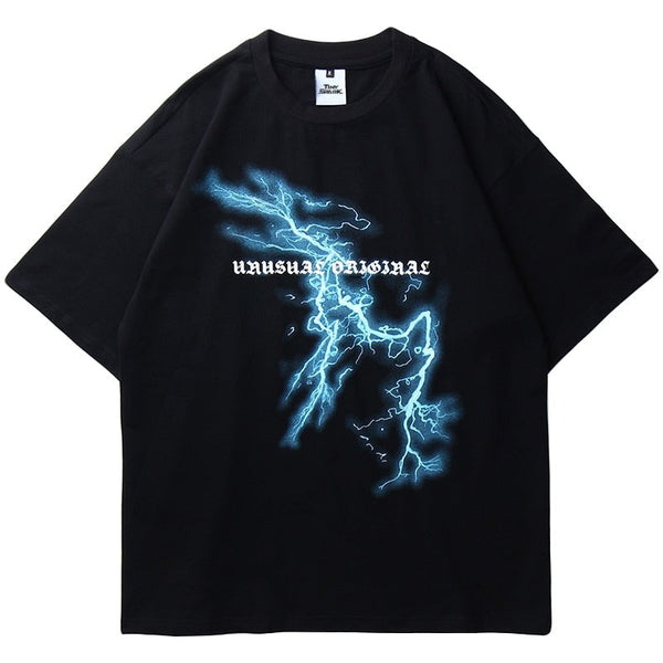 "Blue Lighting" Unisex Men Women Streetwear Graphic T-Shirt