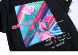 "Pink Flower" Streetwear Hip Hop Men Women Graphic T-Shirt